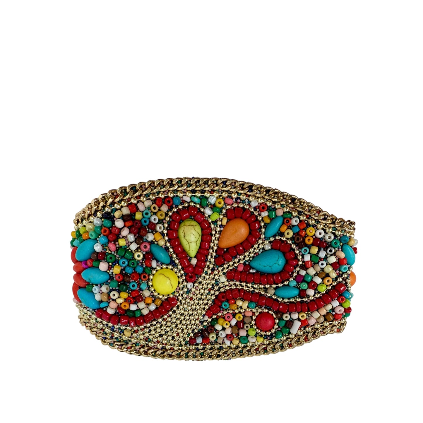 Beaded Velvet Lined Magnetic Closure Cuff Bracelet By Clothes Mentor