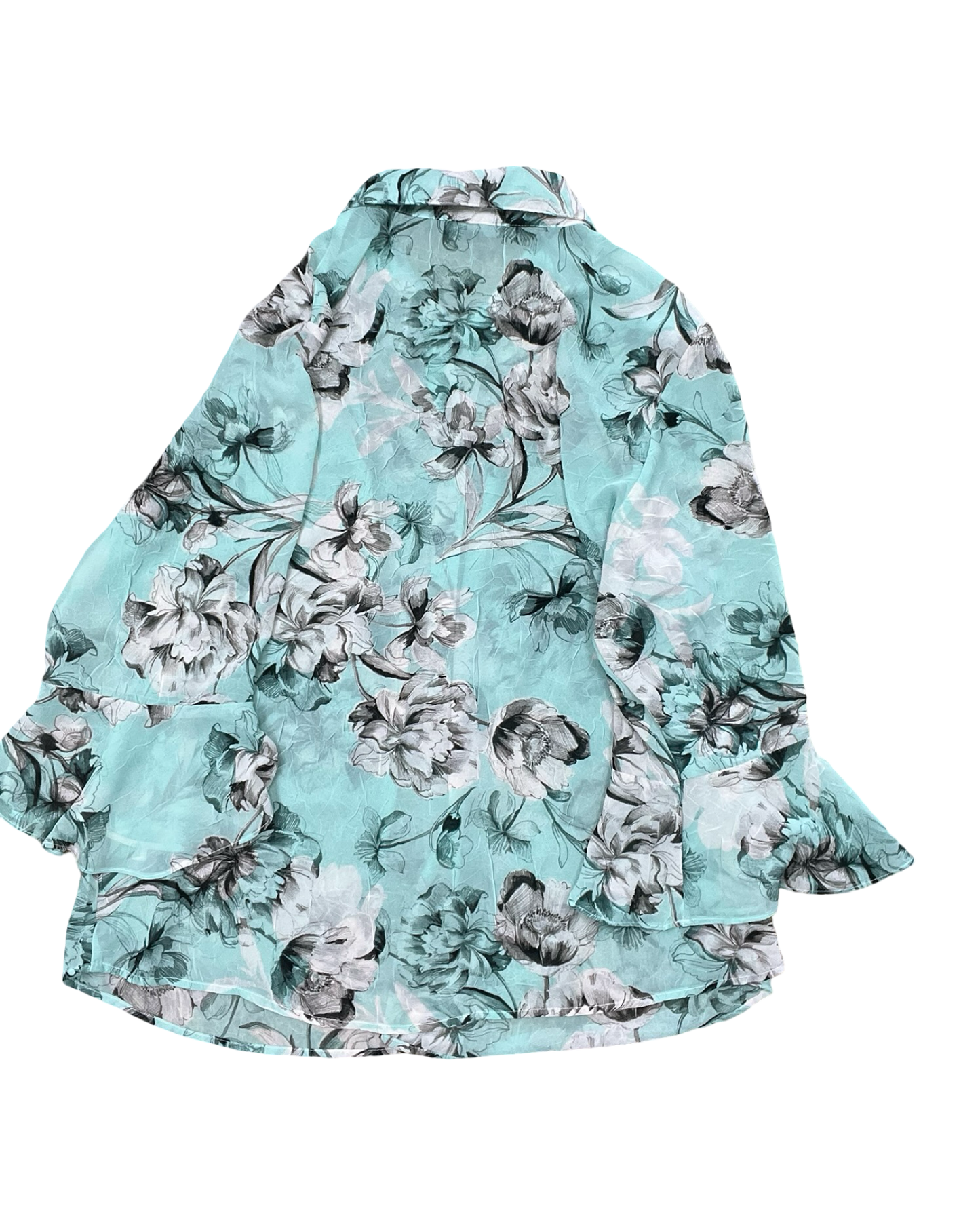 Blouse Ls By Sara Michelle In Green, Size:2X