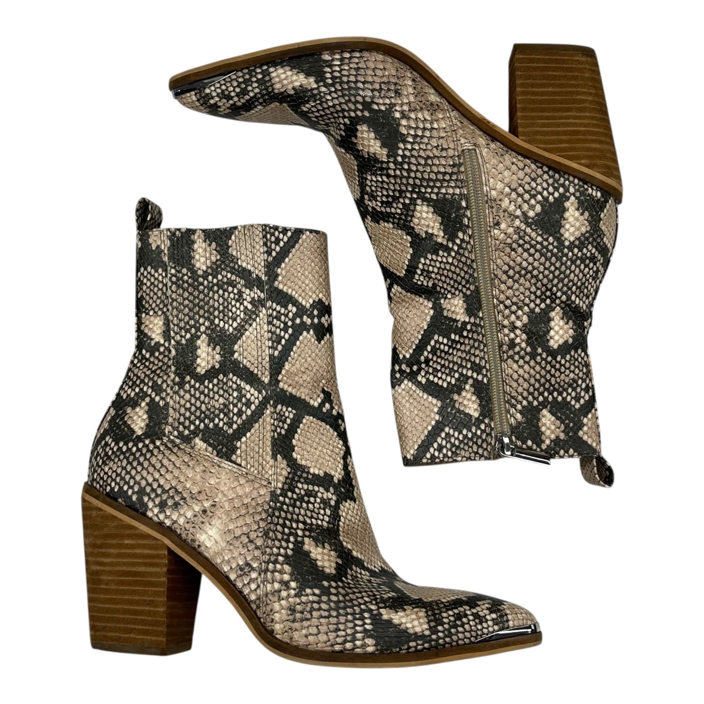 Boots Ankle Heels By Steve Madden In Snakeskin Print, Size:7.5