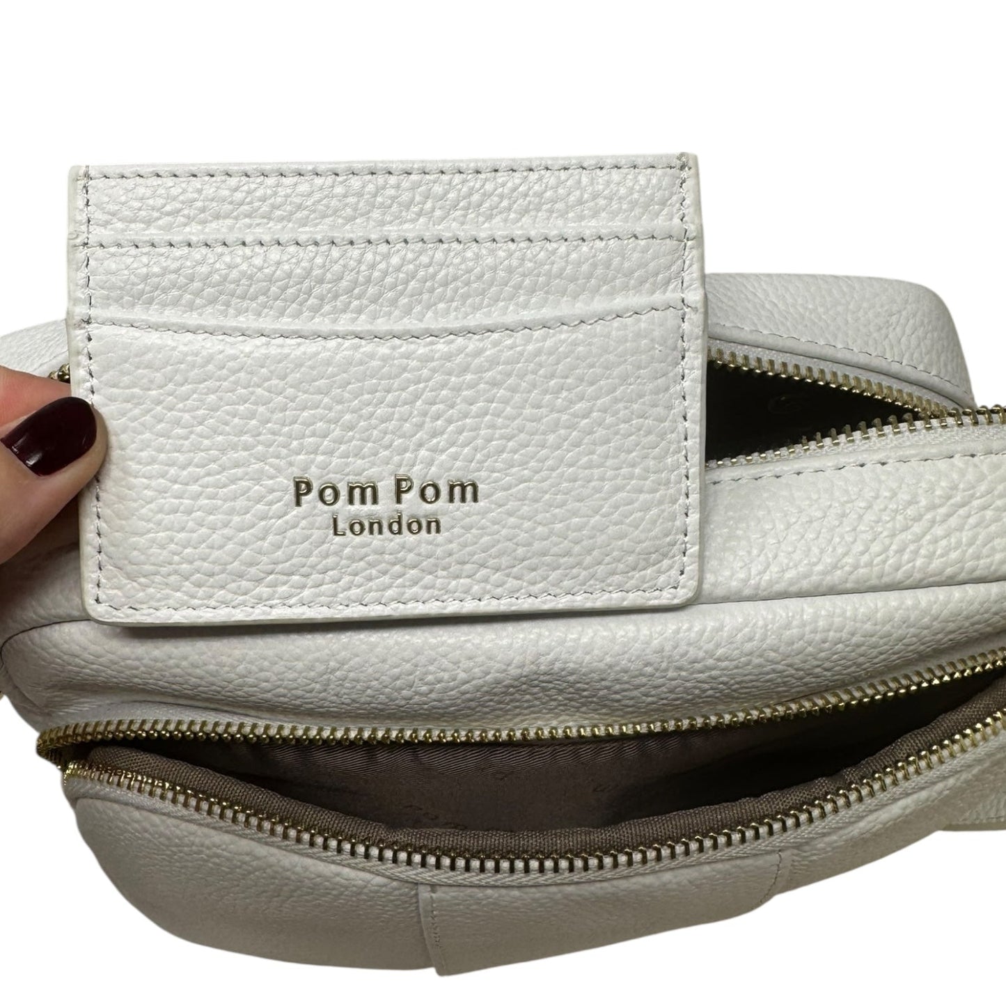 Mayfair Crossbody Handbag Leather By Pom Pom London, Size: Medium