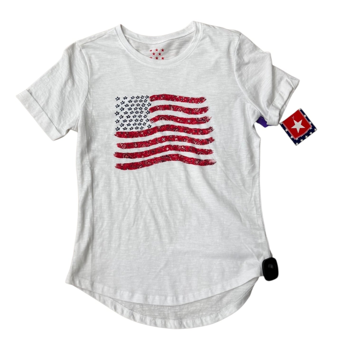 Top Ss Basic By Clothes Mentor In Blue & Red & White, Size:S