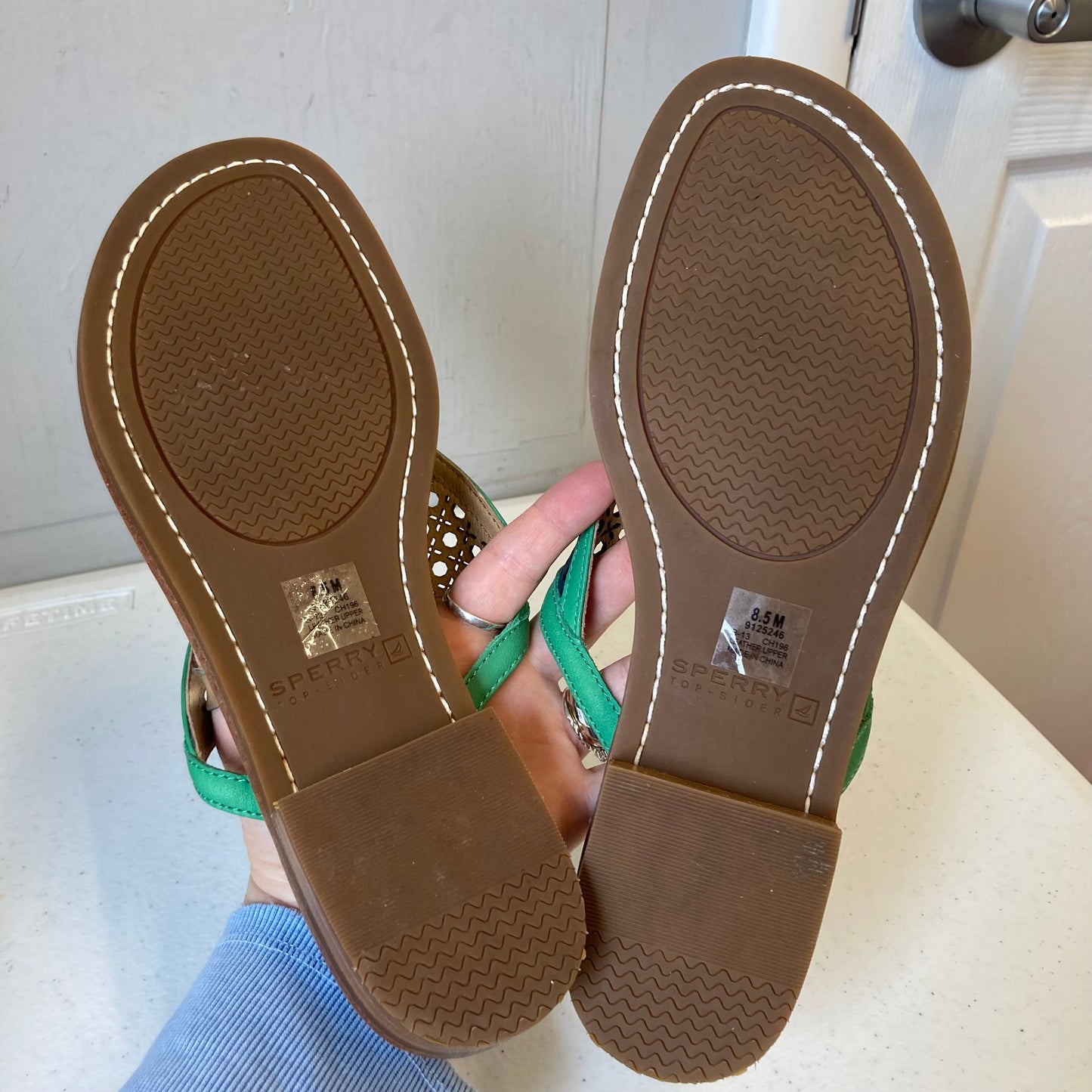 Sandals Flats By Sperry In Blue & Green, Size:8.5