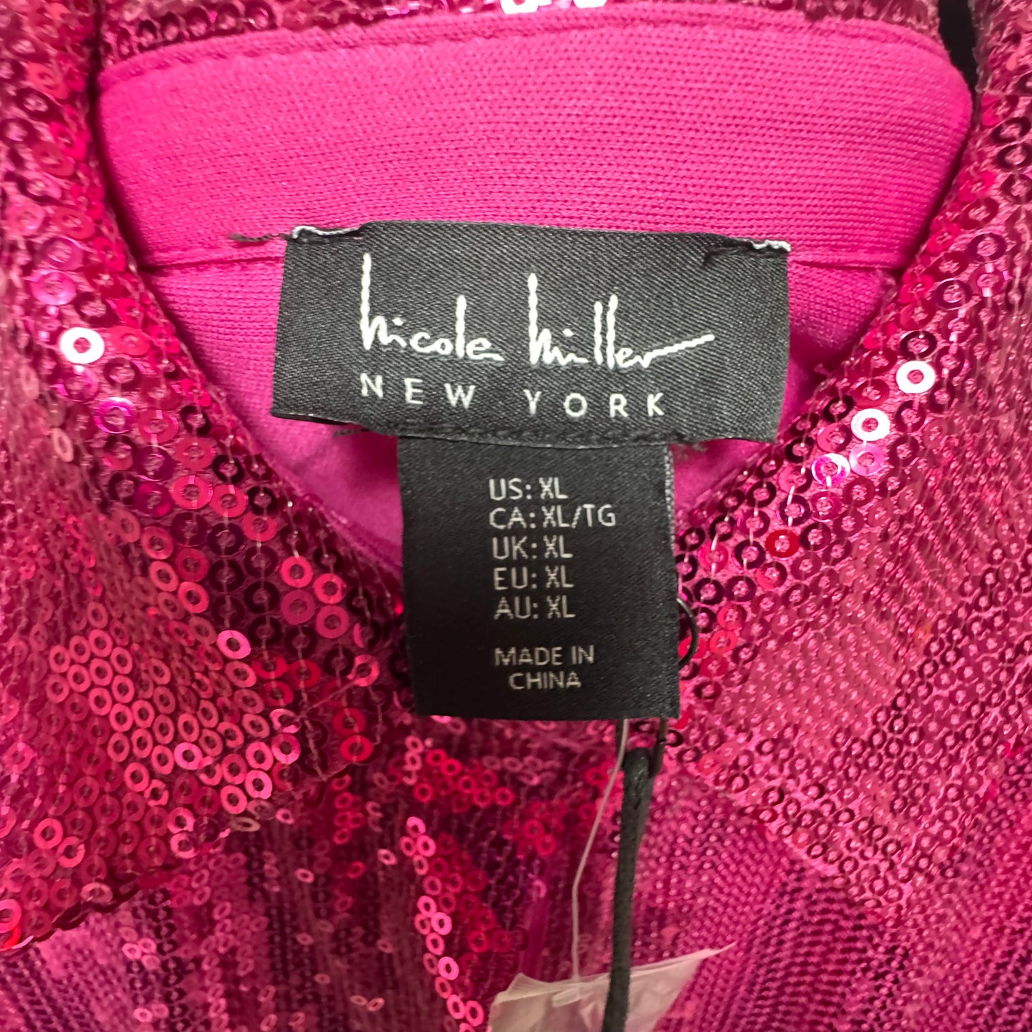 Sequin Top Long Sleeve By Nicole Miller In Pink, Size: Xl