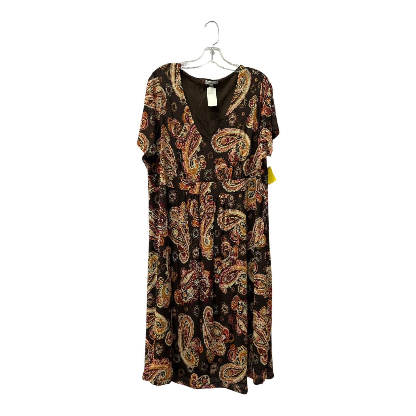 Dress Casual Midi By Croft And Barrow In Brown, Size:1X