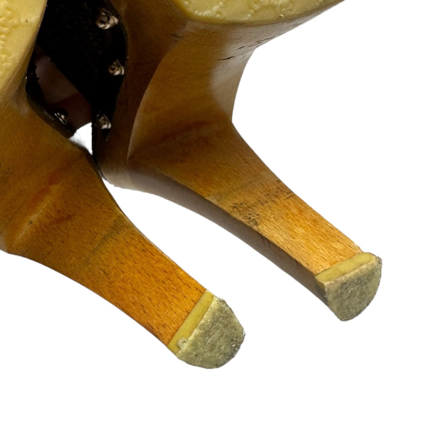 Python Buckle Peep Toe Wooden Heels Shoes Luxury Designer By Gucci In Snakeskin Print, Size: 9