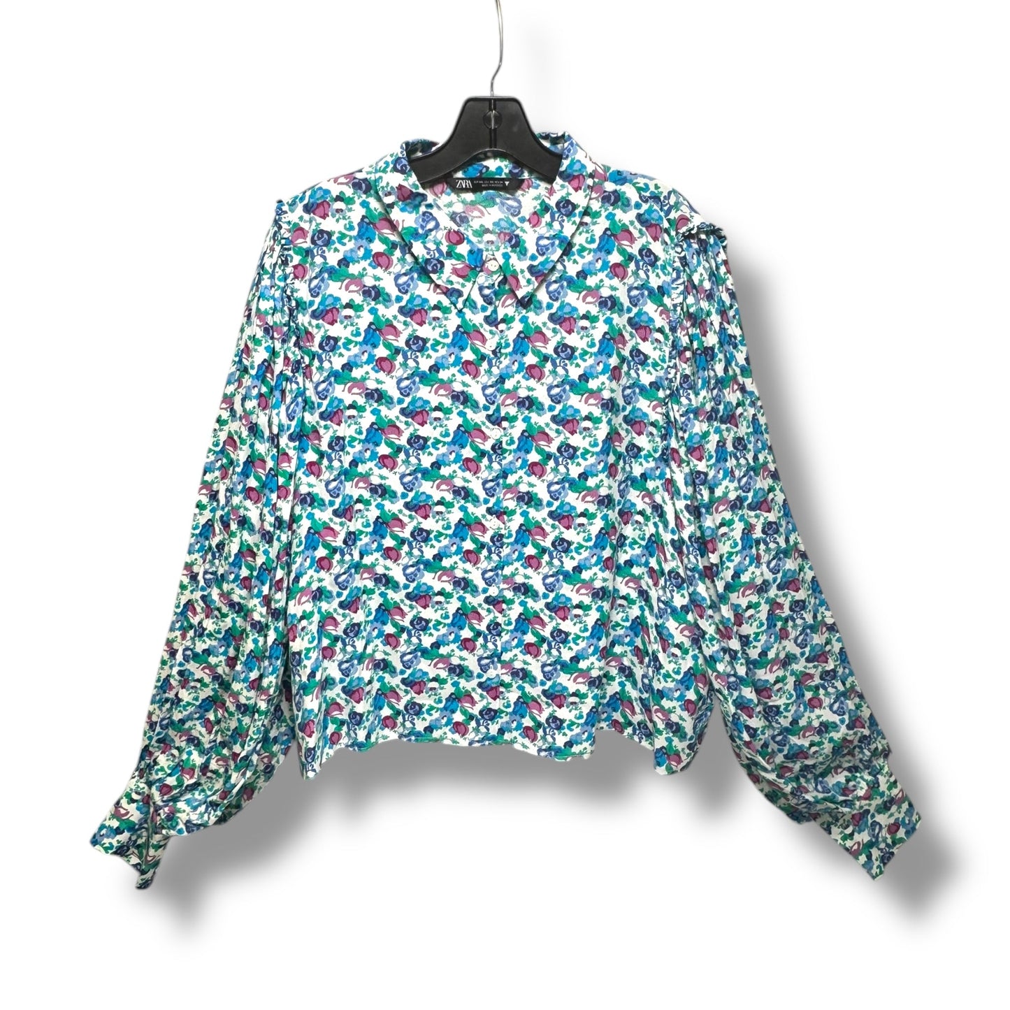 Top Long Sleeve By Zara In Floral Print, Size: Xxl