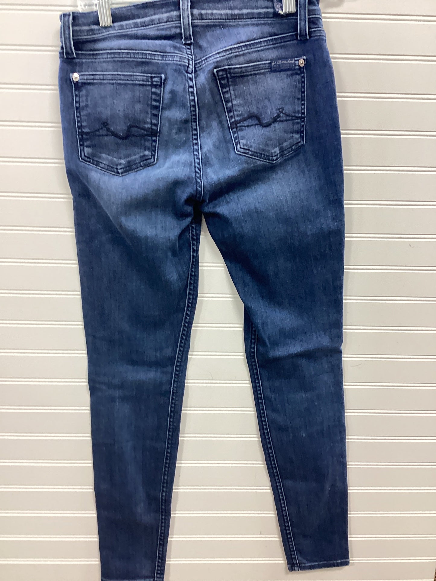 Jeans Skinny By 7 For All Mankind In Blue Denim, Size:4