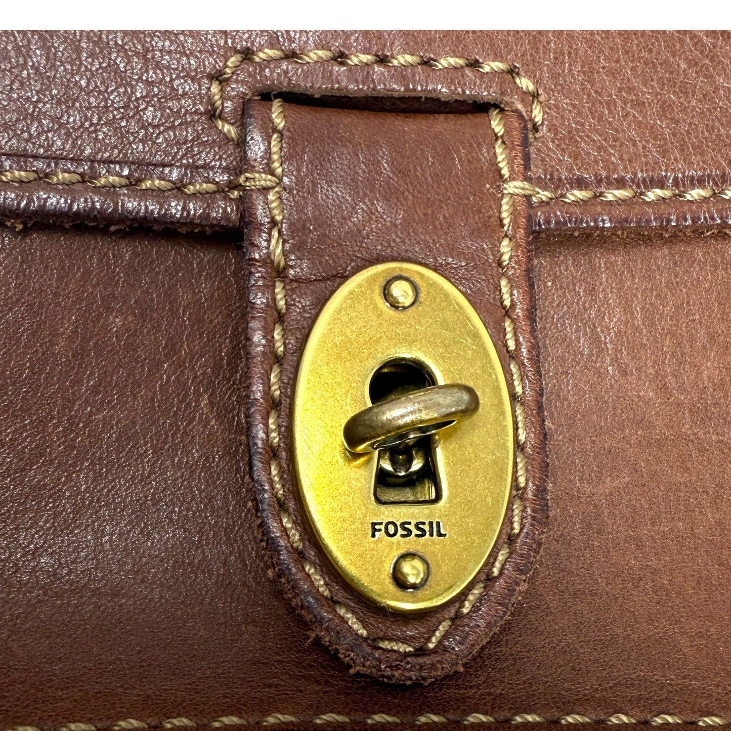 Austin Leather Wristlet By Fossil, Size: Medium