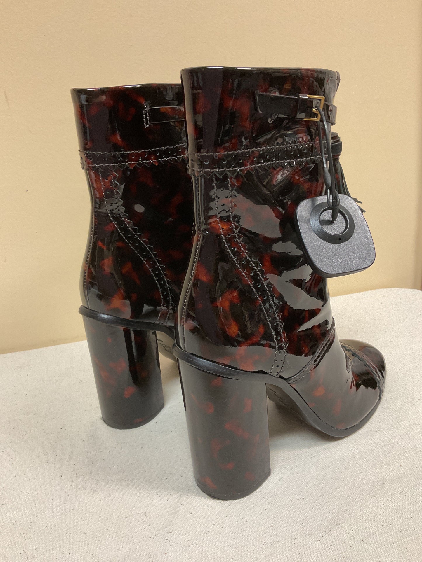 Boots Designer By Tory Burch In Tortoise Shell Print, Size:6