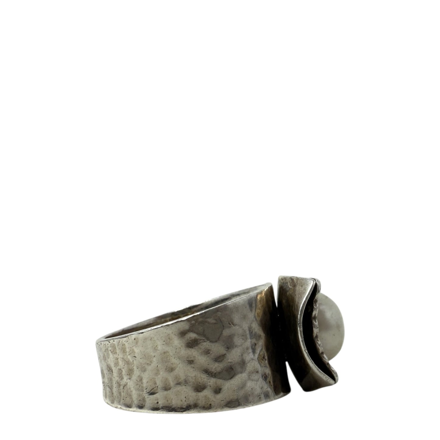 Hammered Sterling Silver Freshwater Pearl Ring By Silpada, Size: 8.5