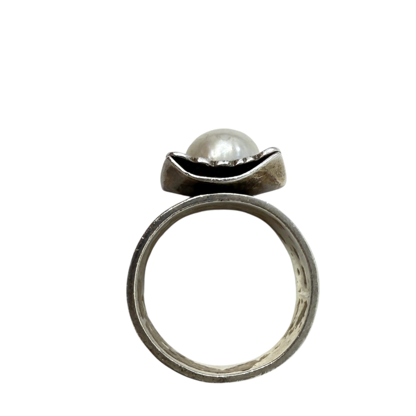 Hammered Sterling Silver Freshwater Pearl Ring By Silpada, Size: 8.5