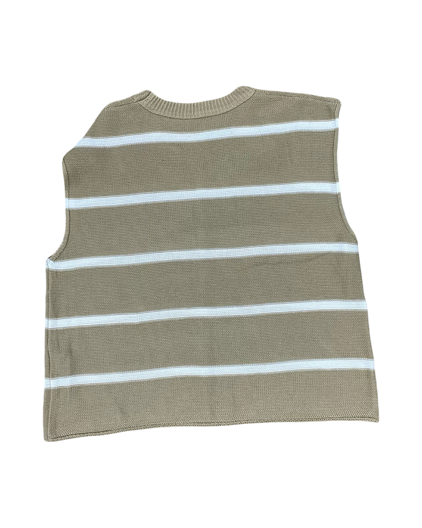 Top Sleeveless By Clothes Mentor In Tan & White, Size:L