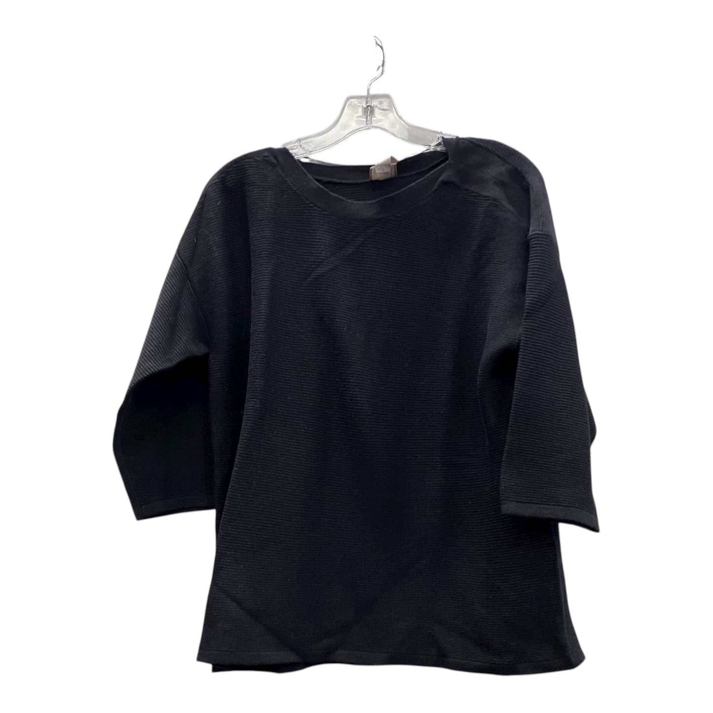 Top 3/4 Sleeve By Chicos In Black, Size:2