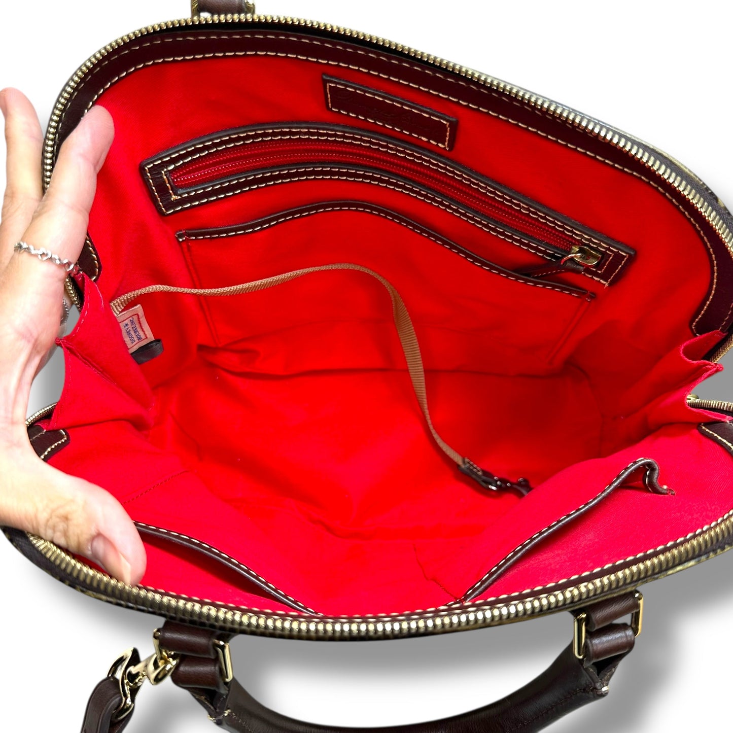 Zip zip satchel Handbag Designer By Dooney And Bourke, Size: Medium