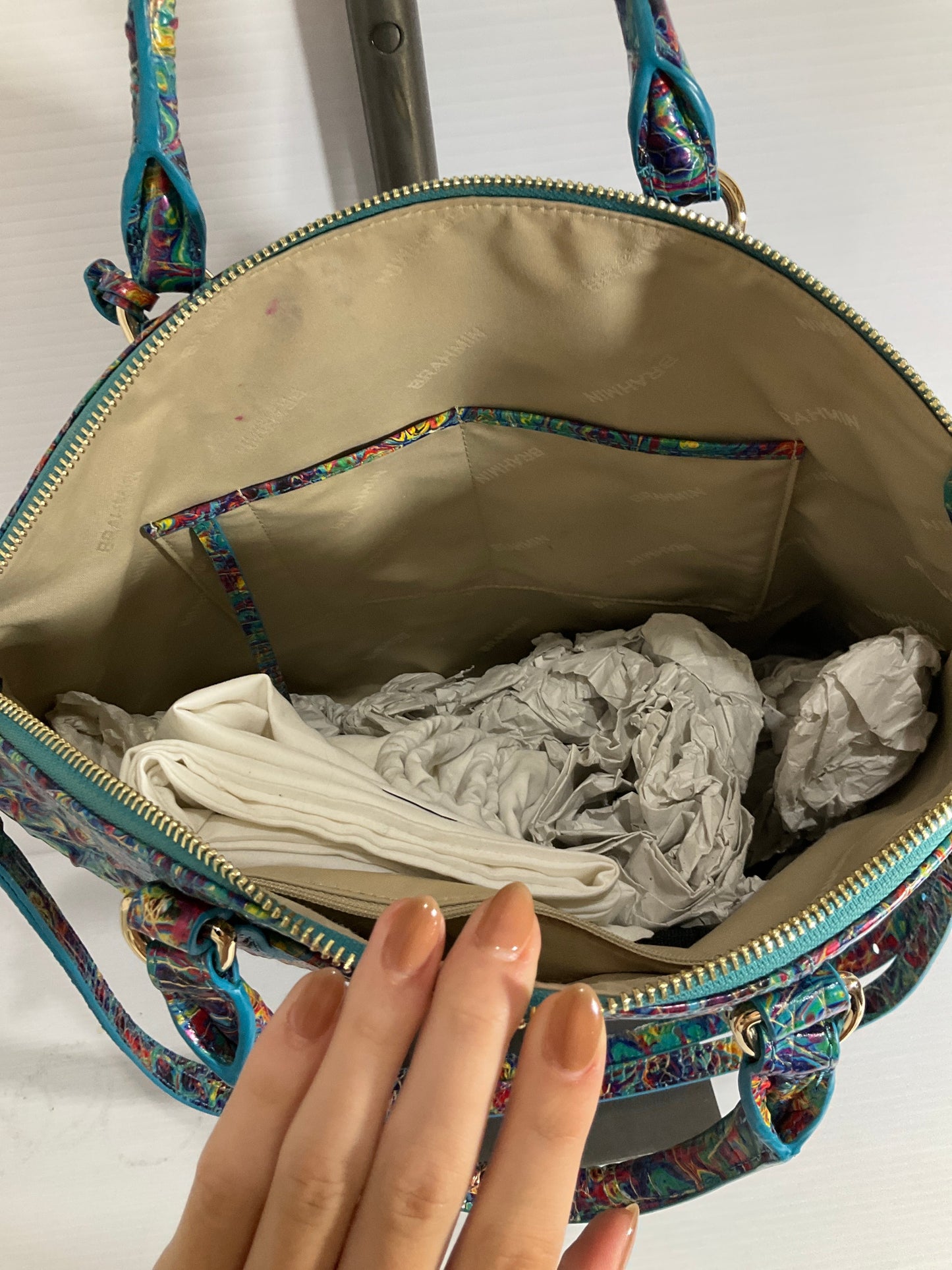 Crossbody Designer By Brahmin In Teal, Size:Medium