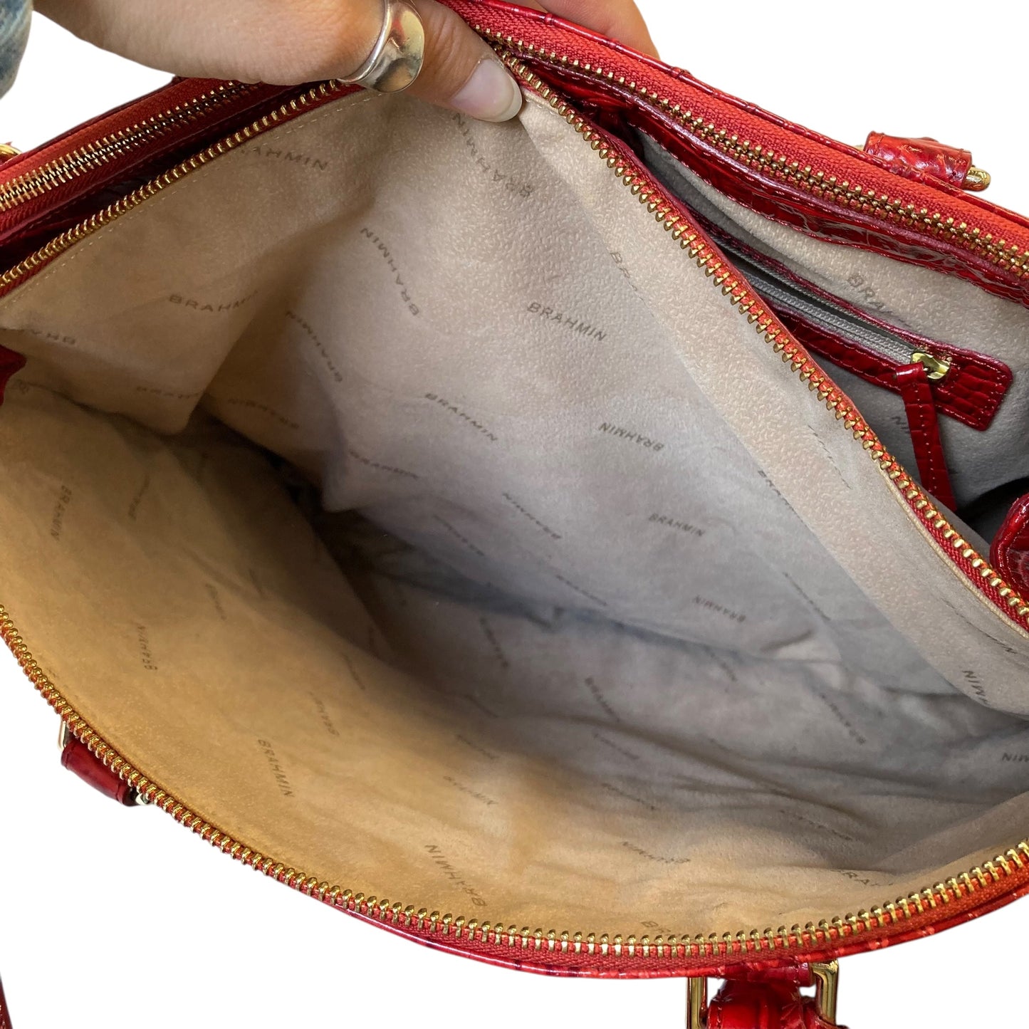 Handbag Designer By Brahmin In Red, Size:Large