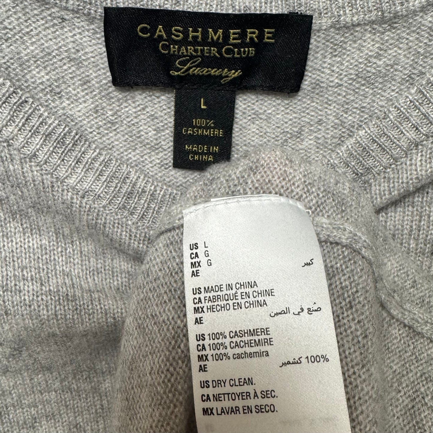 Cashmere Sweater By Charter Club In Grey, Size: L