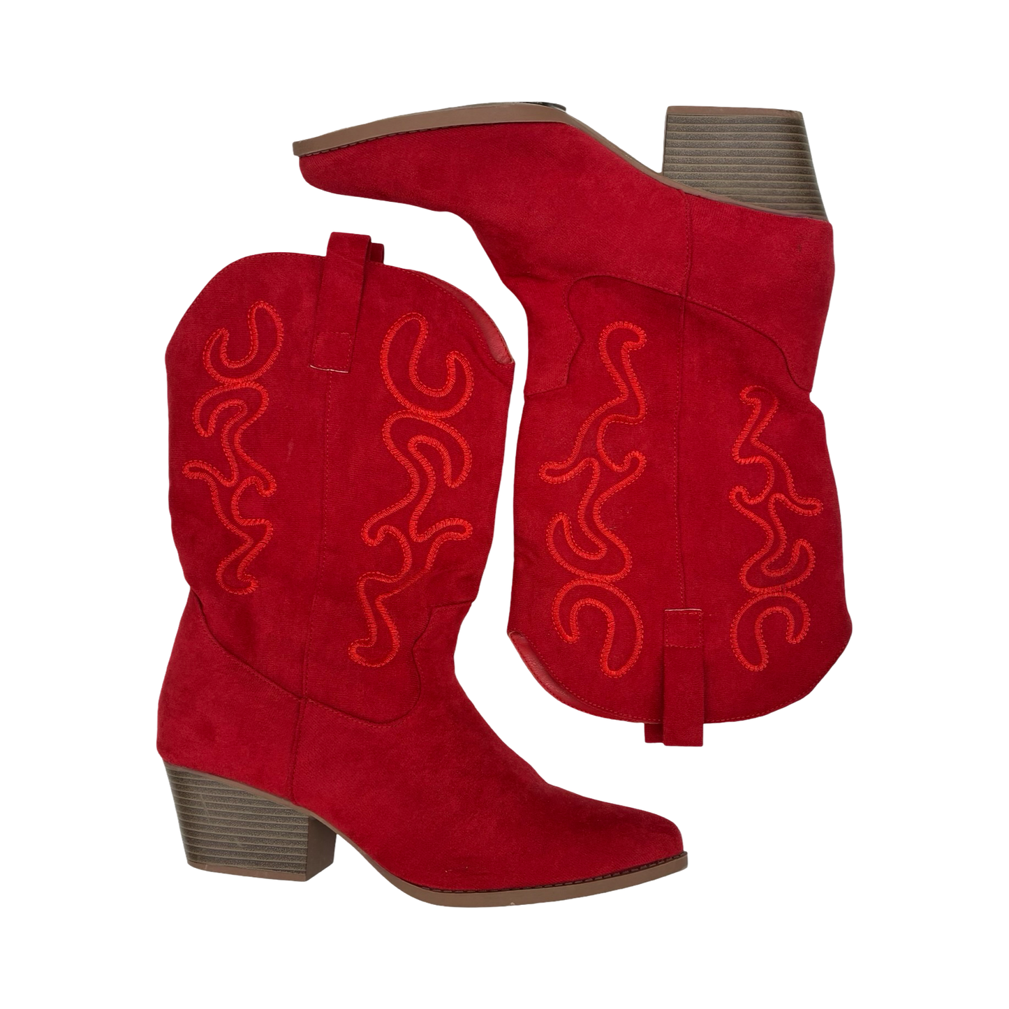 Boots Mid-Calf Heels By Clothes Mentor In Red, Size:10