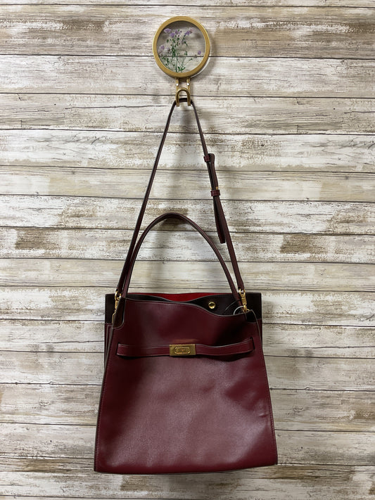 Handbag Designer By Tory Burch In Maroon, Size:Large