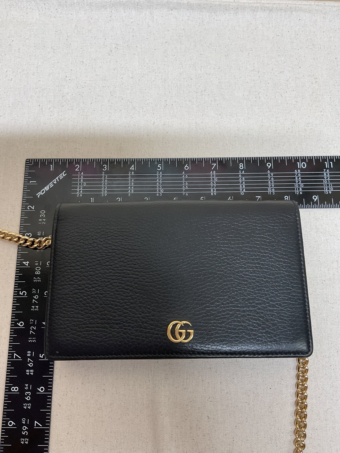 Crossbody Luxury Designer By Gucci In Black & Gold, Size:Small