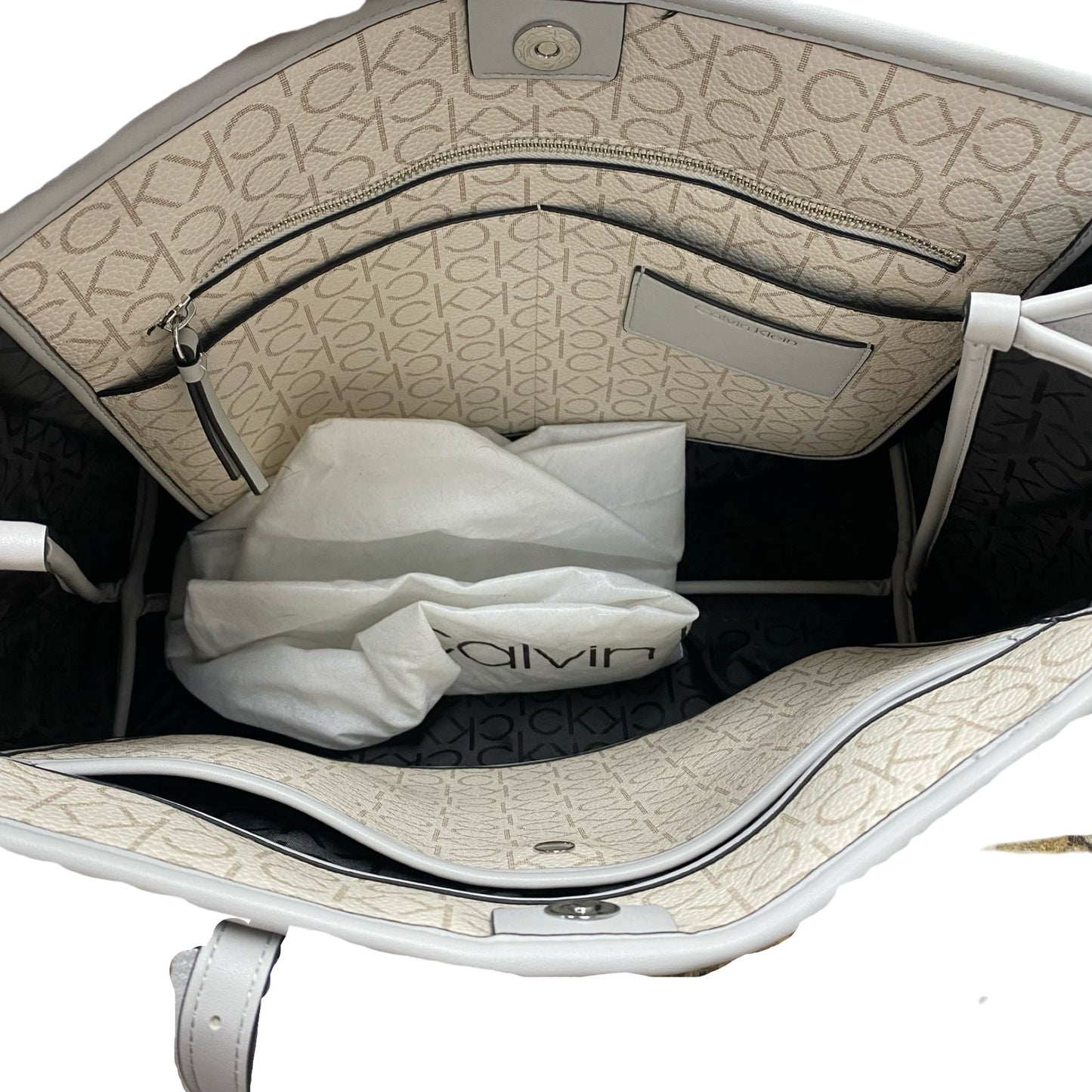 Handbag By Calvin Klein In Grey, Size:Large