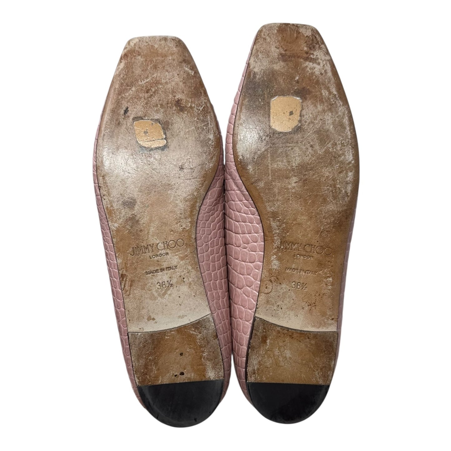 Mirele Croc Embossed Flats Shoes Luxury Designer By Jimmy Choo In Pink, Size: 8.5 (38.5)