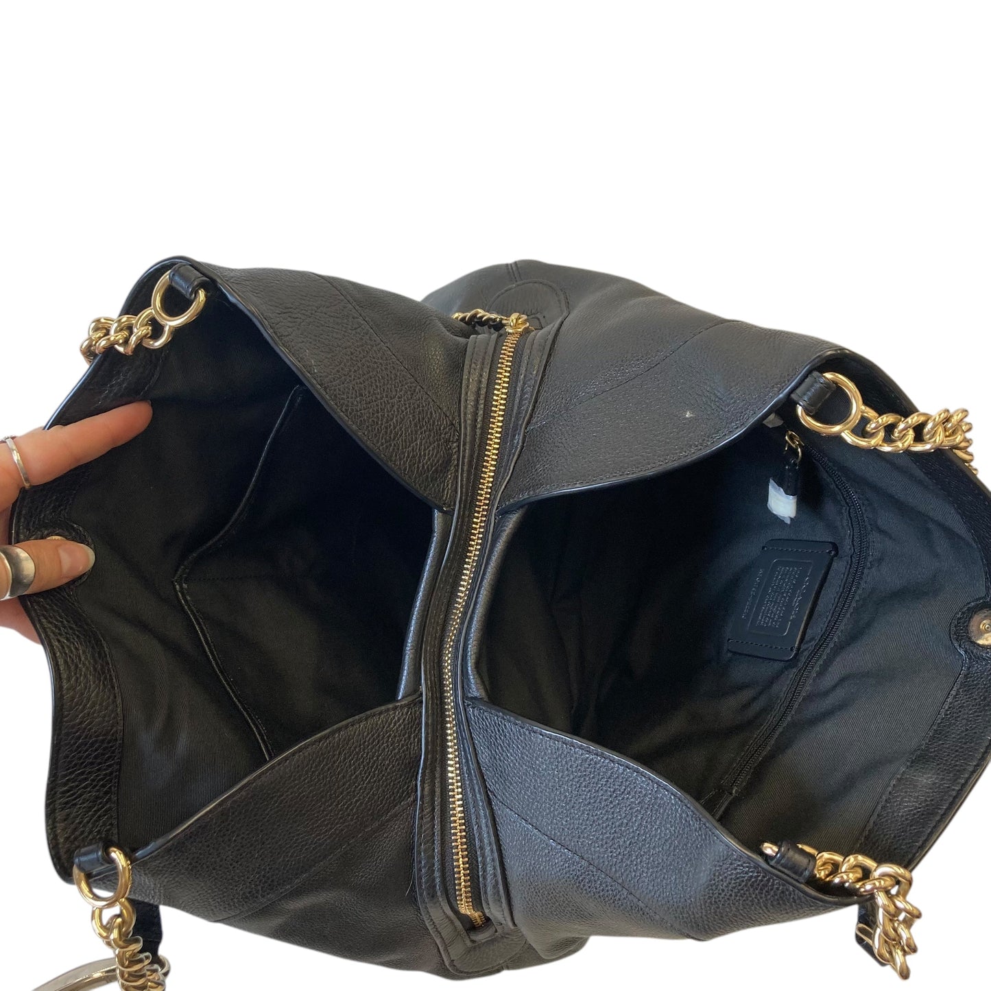 Handbag Designer By Coach In Black, Size:Medium