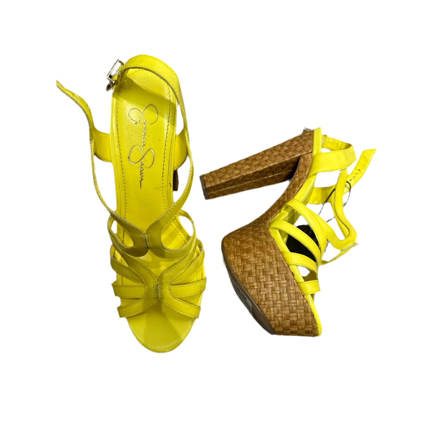 Sandals Heels Stiletto By Jessica Simpson In Yellow, Size: 7.5