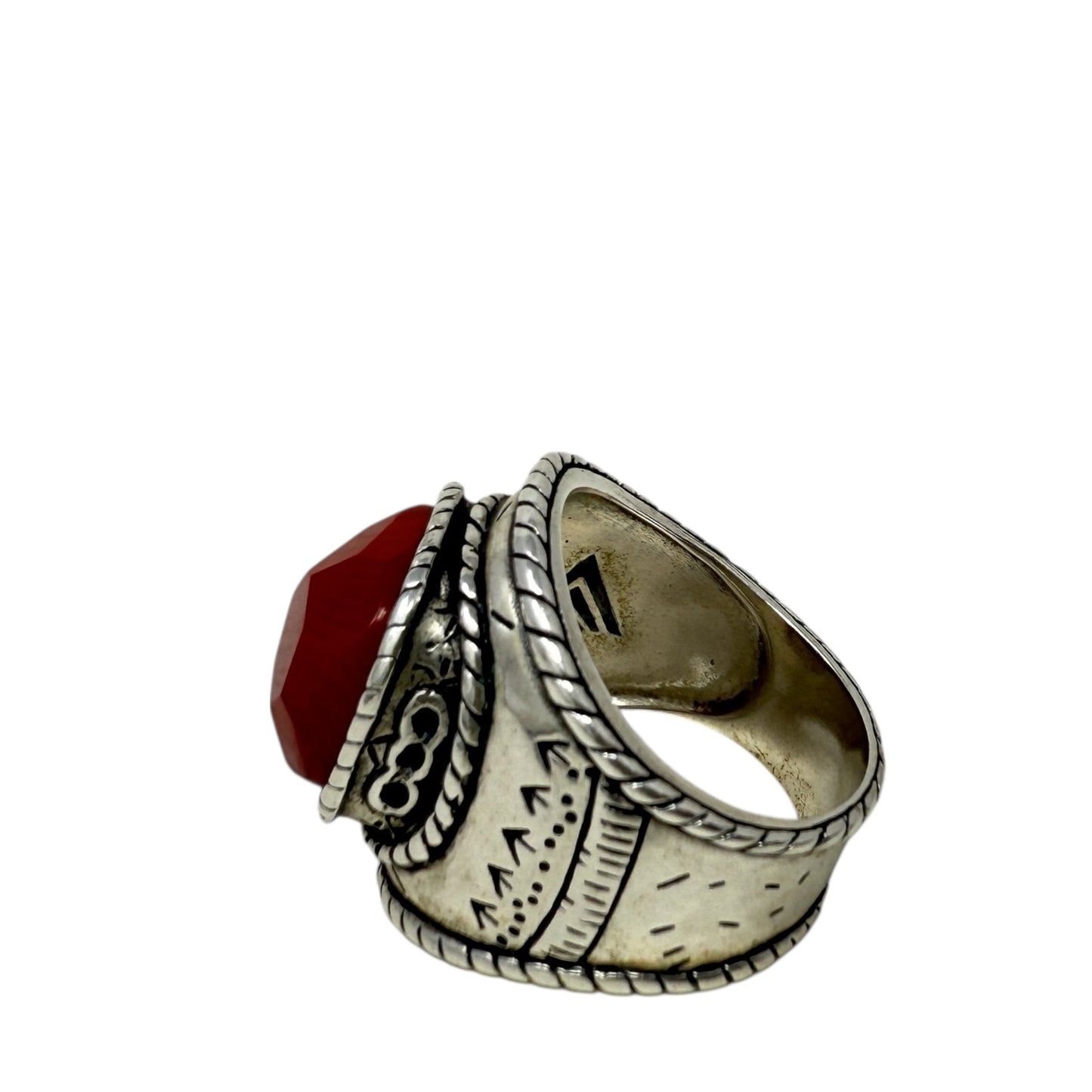 The Samba Ring In Sterling Silver & Red Coral By Silpada, Size: 9