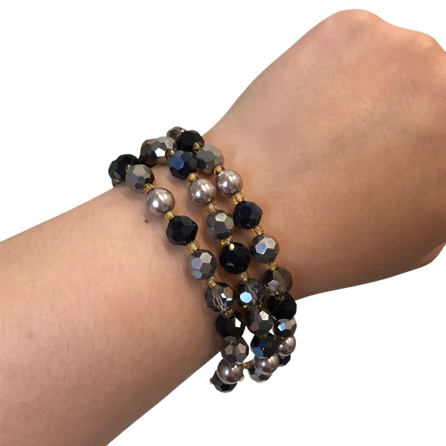 BRACELET BEADED by TALBOTS in BLACK, NAVY & GOLD