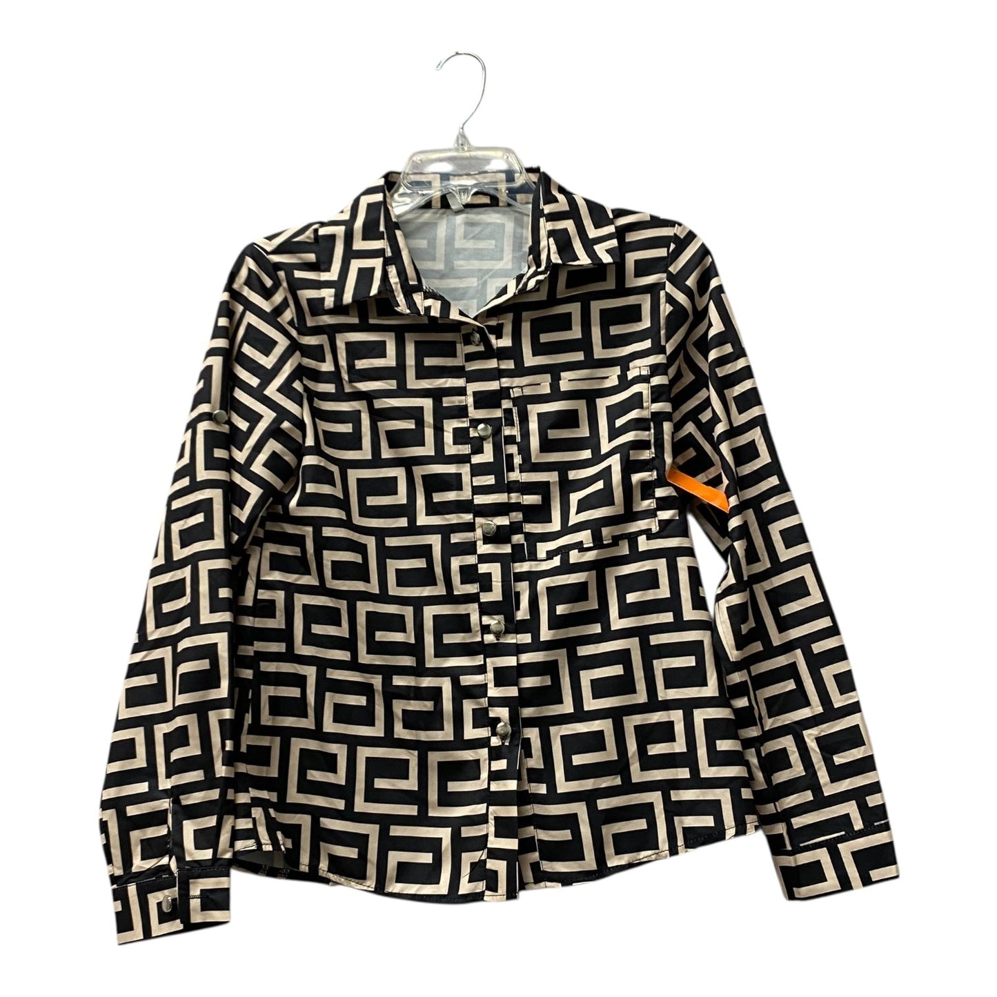 Blouse Ls By Cme In Black & Tan, Size:S