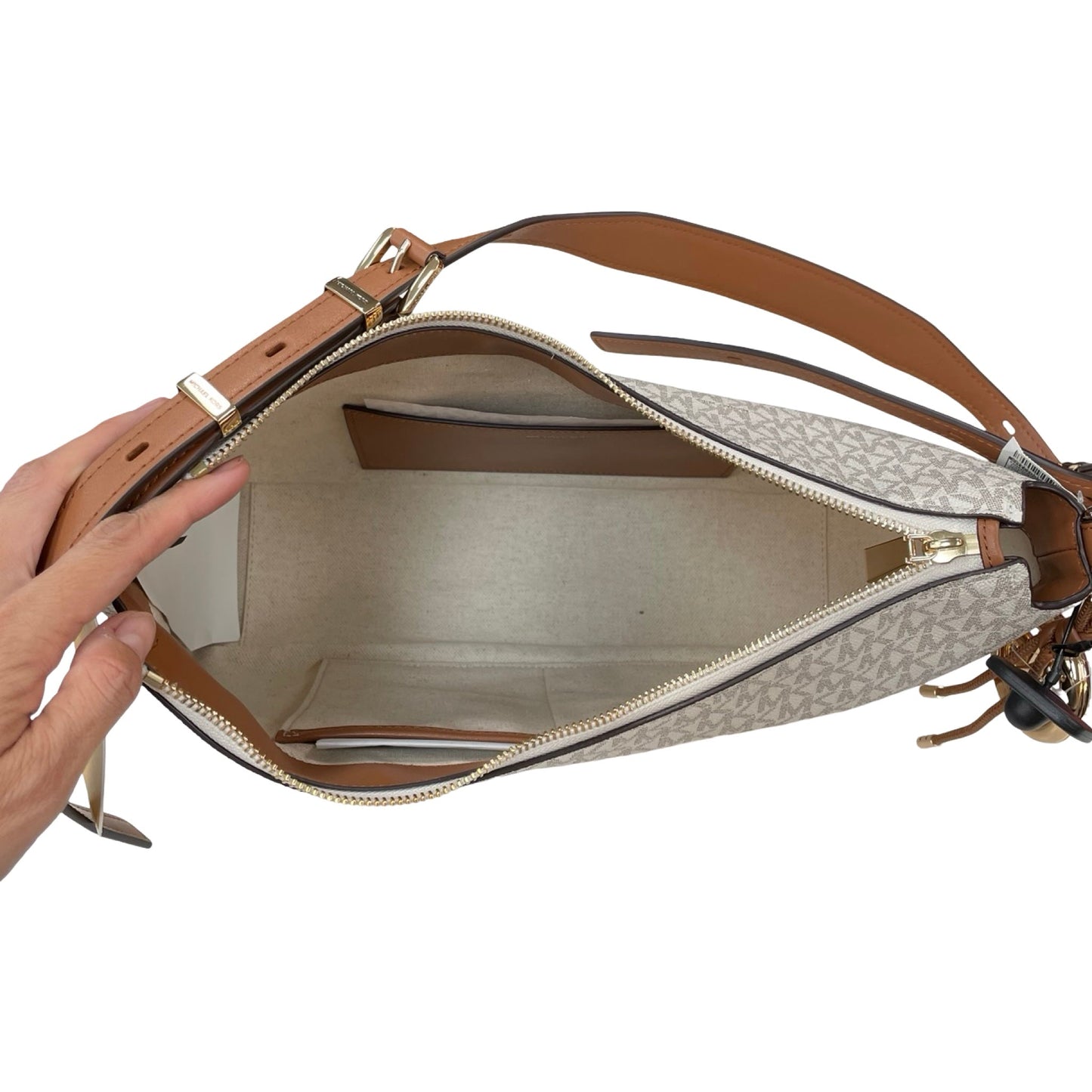 Handbag Designer By Michael Kors In Cream, Size:Large