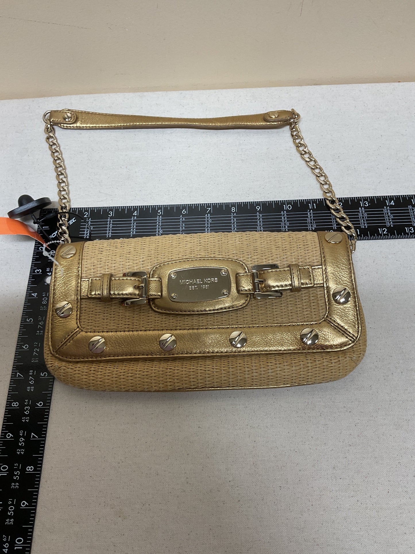 Handbag Designer By Michael Kors In Gold, Size:Small