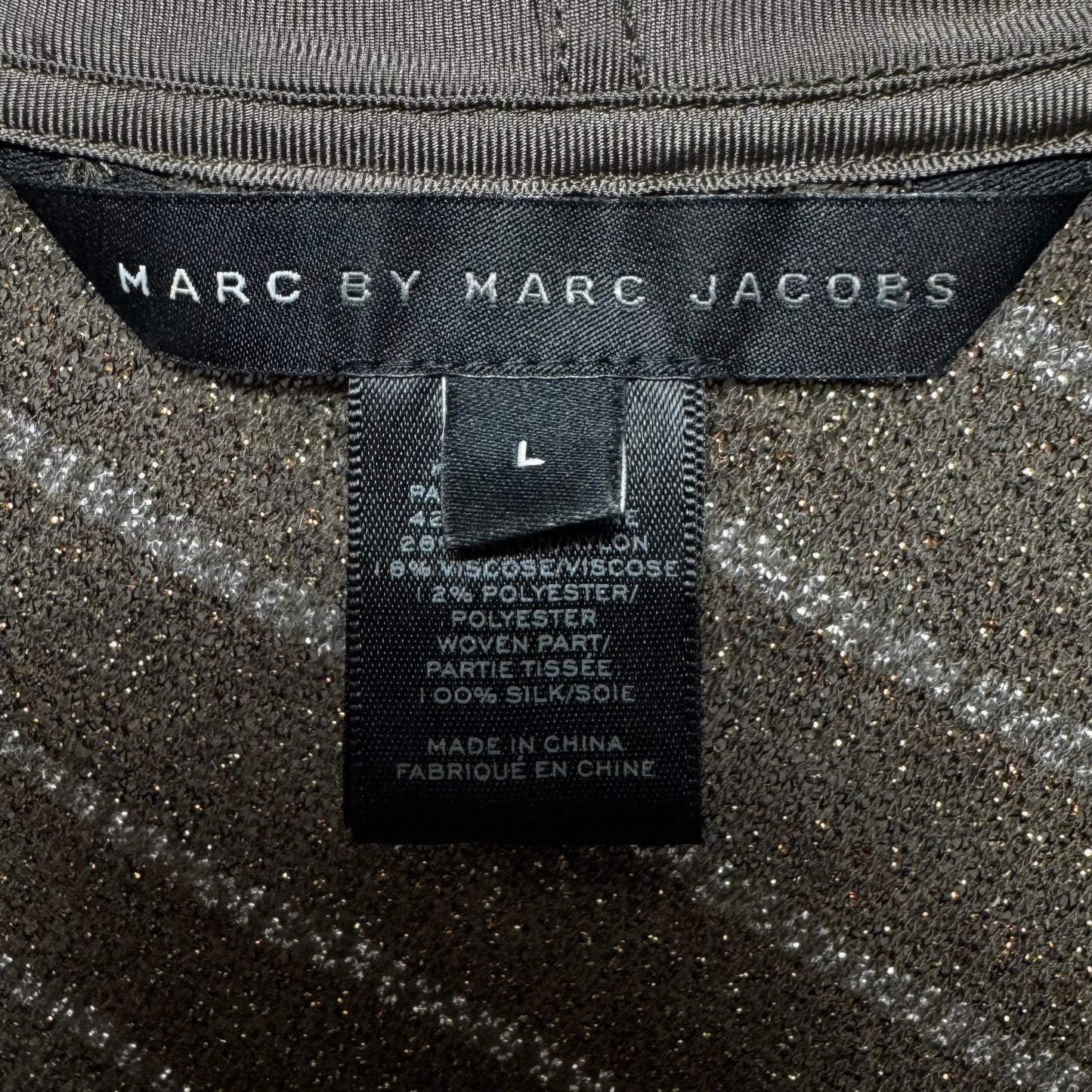 Asymmetrical Hem Metallic Knit Top Short Sleeve Designer By Marc By Marc Jacobs In Brown & Silver, Size: L