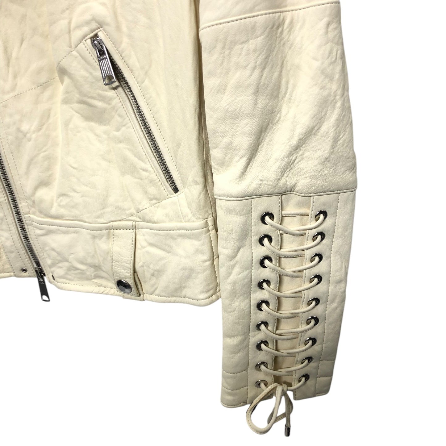 JACKET MOTO LEATHER by POLO RALPH LAUREN In CREAM, Size: S