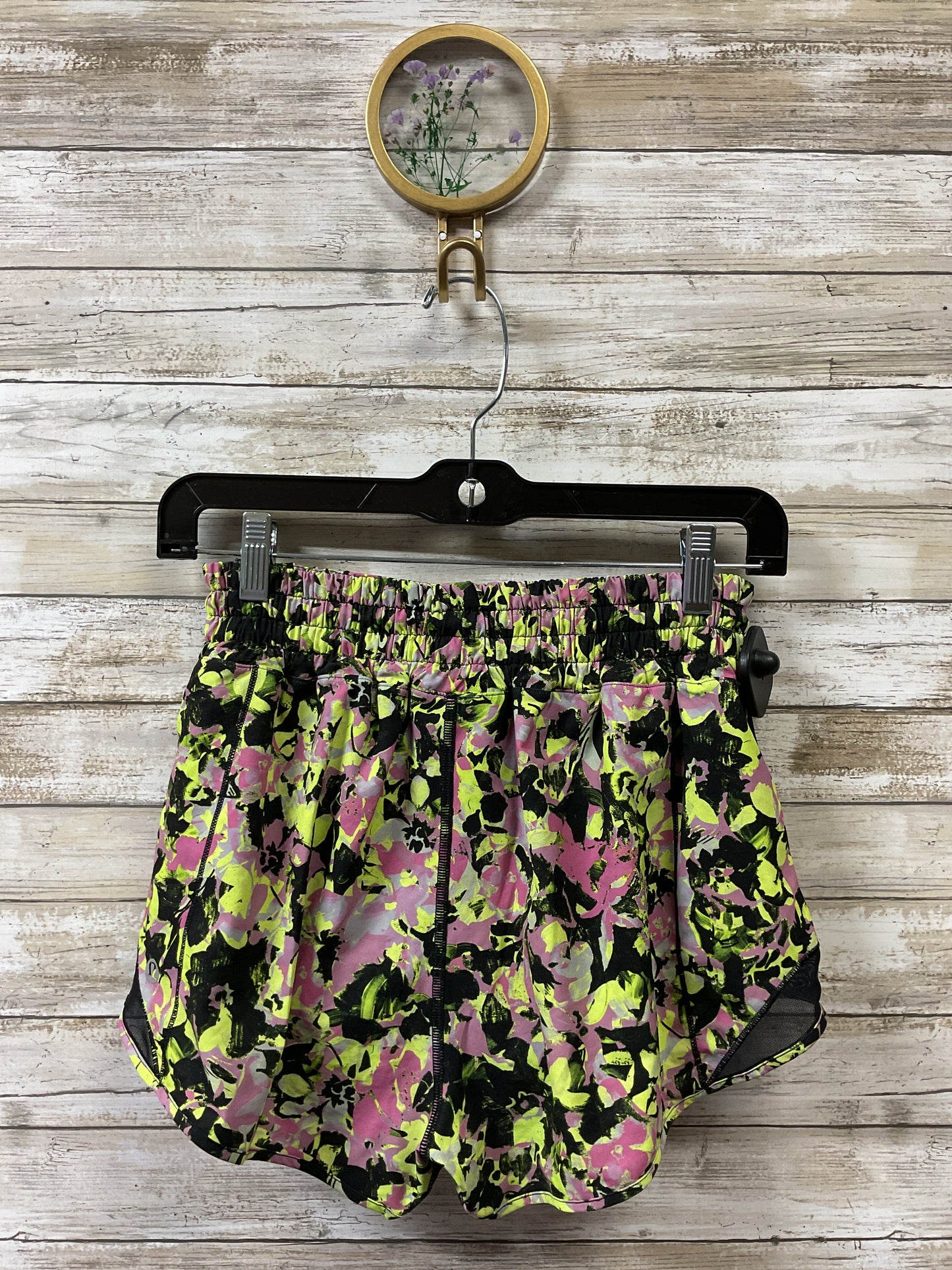 Athletic Shorts By Lululemon In Green & Pink, Size:6