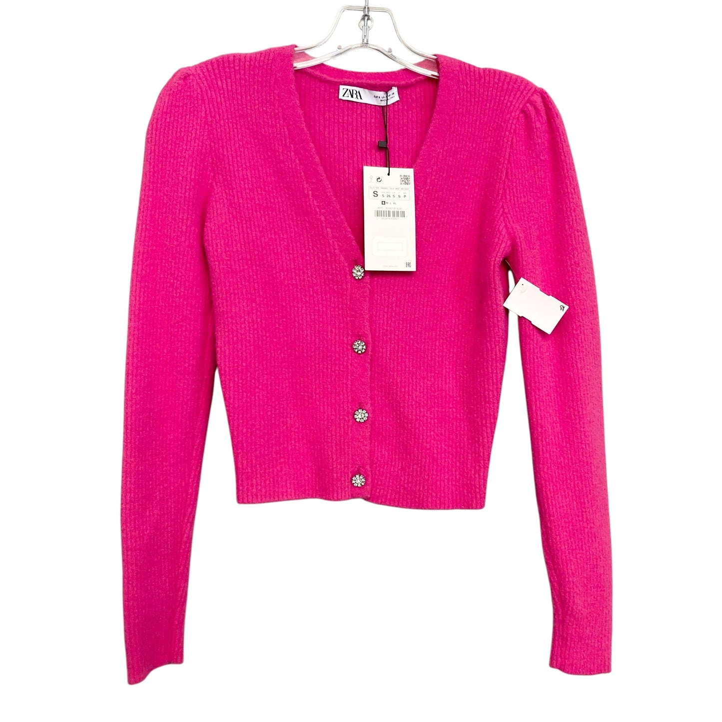 Sweater Cardigan By Zara In Pink, Size:S