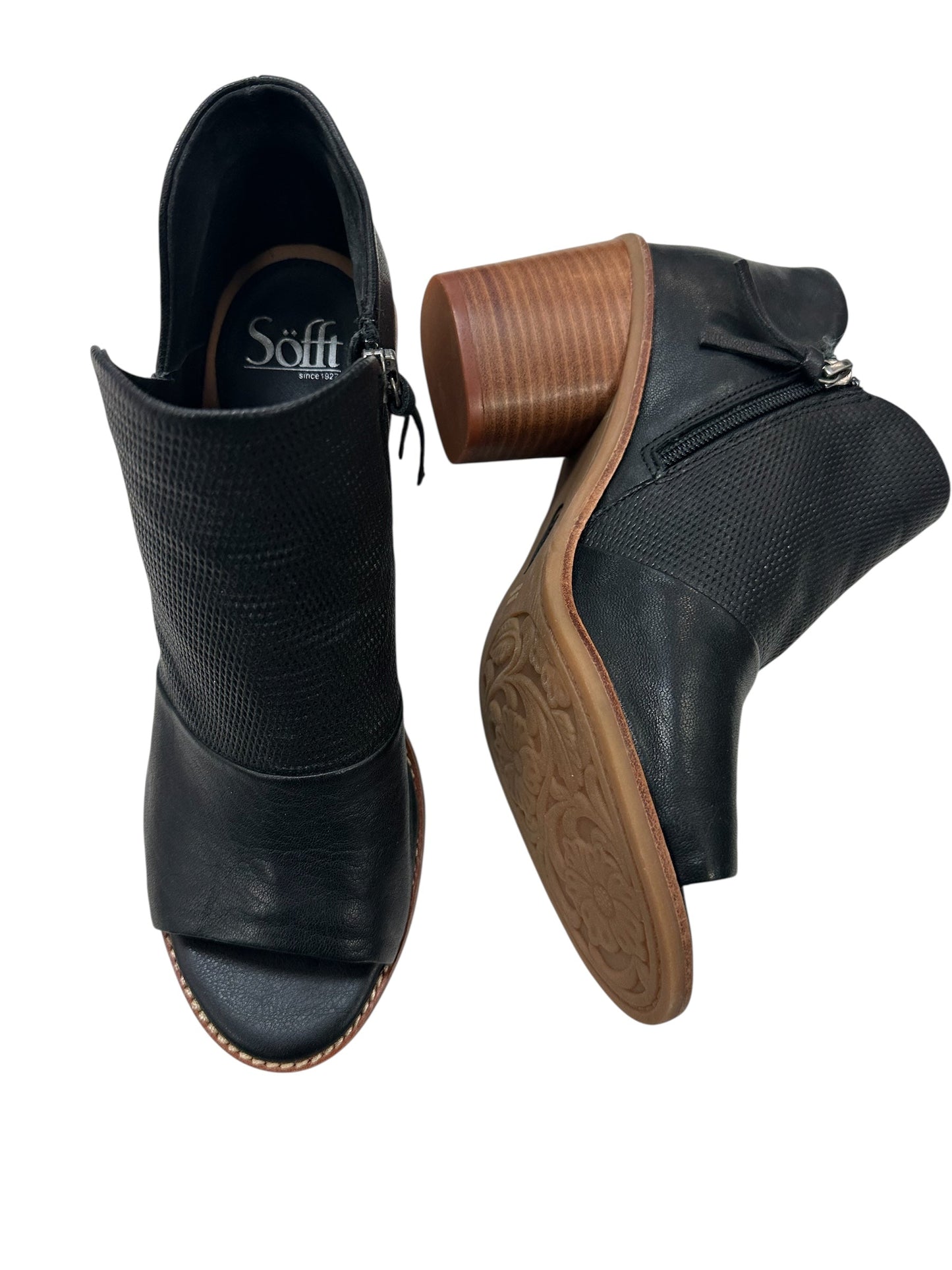 Sandals Heels Block By Sofft In Black & Brown, Size:10