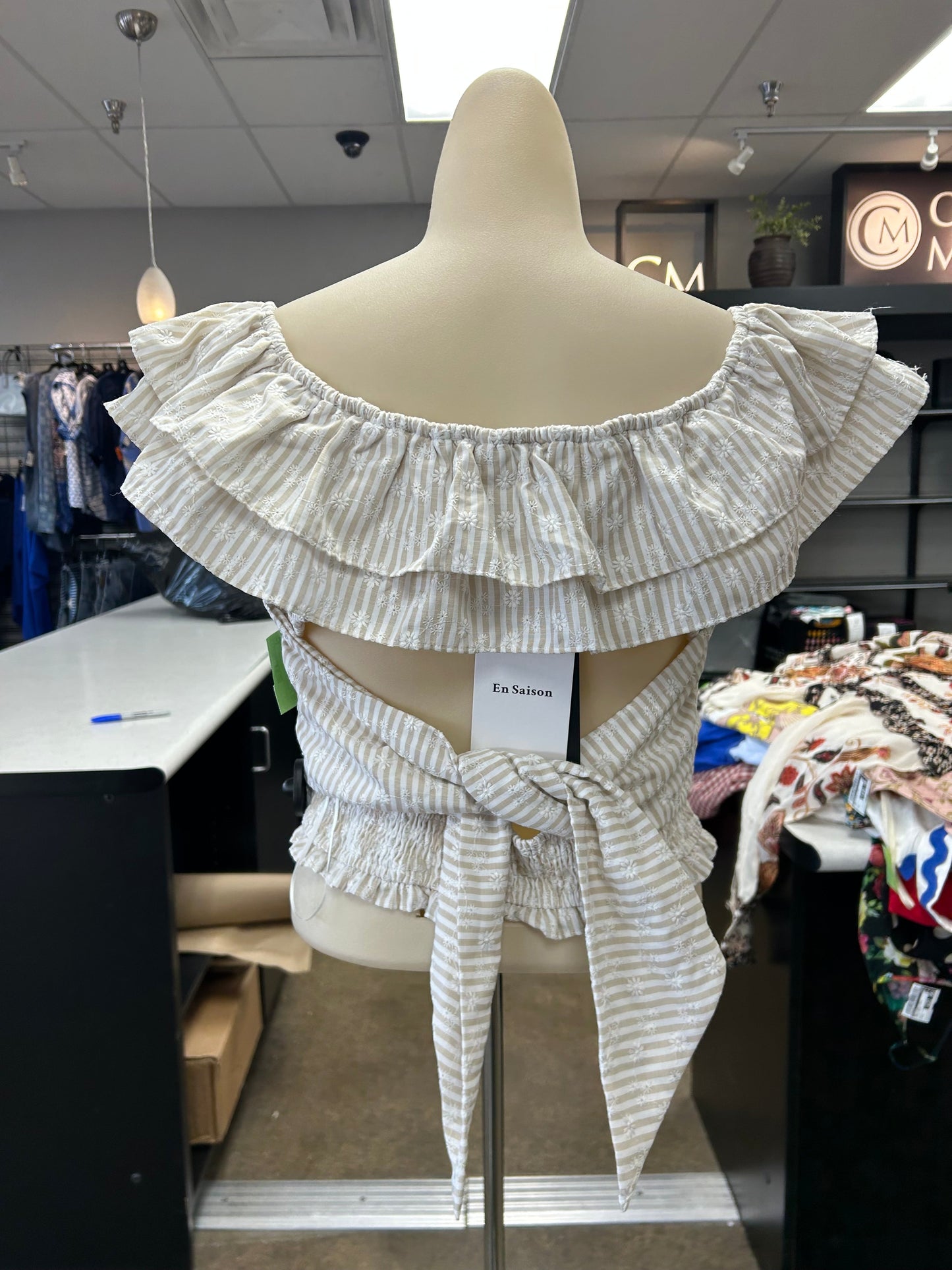 Top Ss By En Saison In Tan & White, Size:L