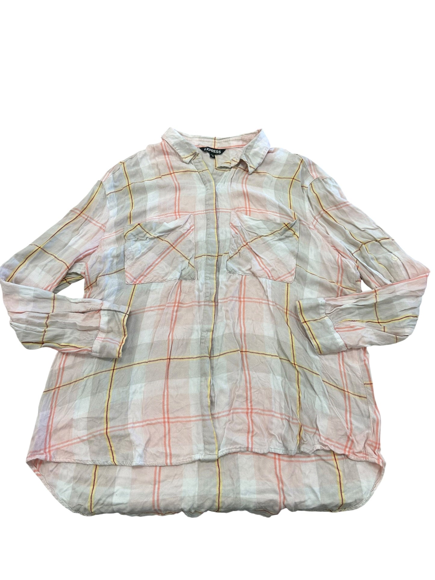 Top Ls By Express In Pink & Yellow, Size:Xl