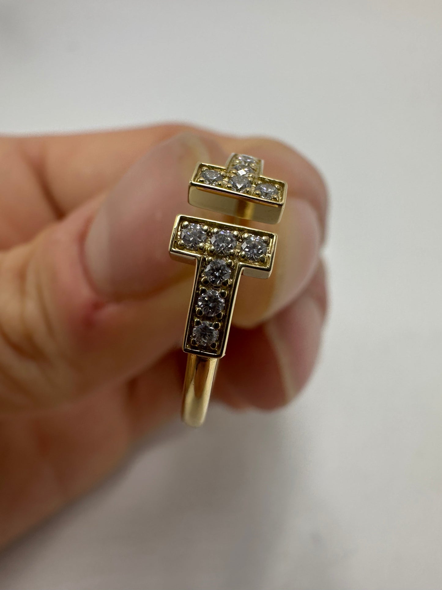 Tiffany & Company 18K T Wire Diamond Luxury Designer Ring, Size: 6.5