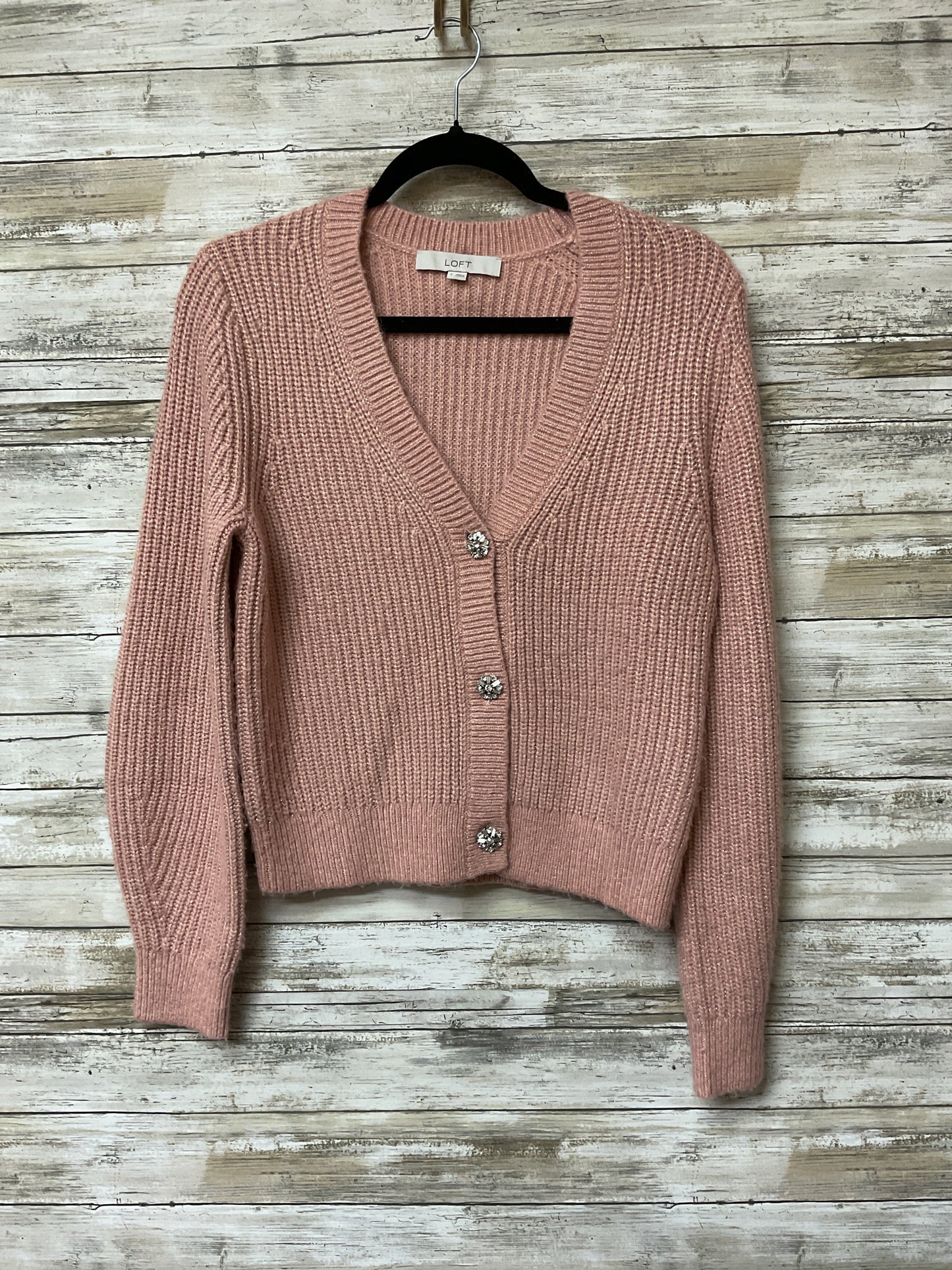 Sweater Cardigan By Loft In Pink, Size:S
