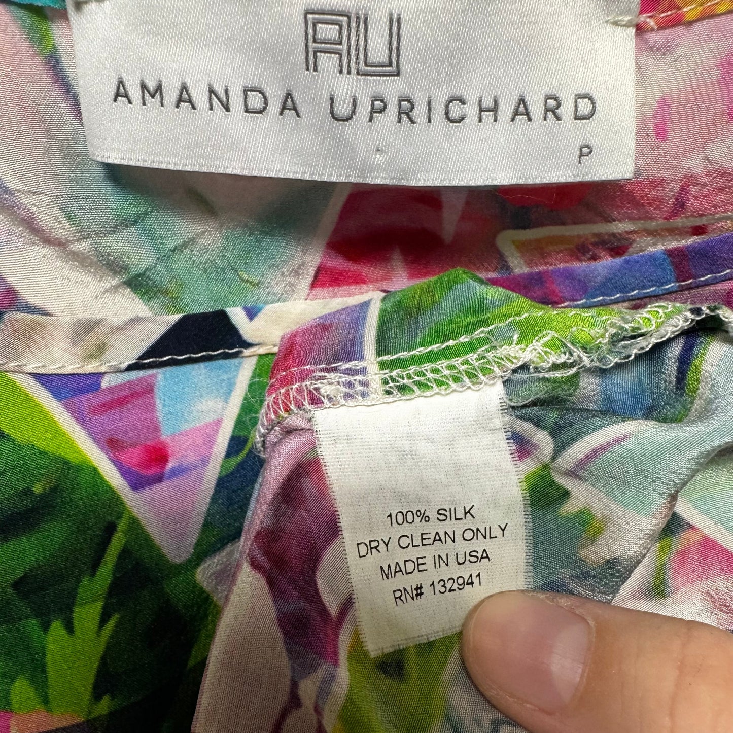 Silk Blouse Short Sleeve By Amanda Uprichard In Floral Print, Size: S