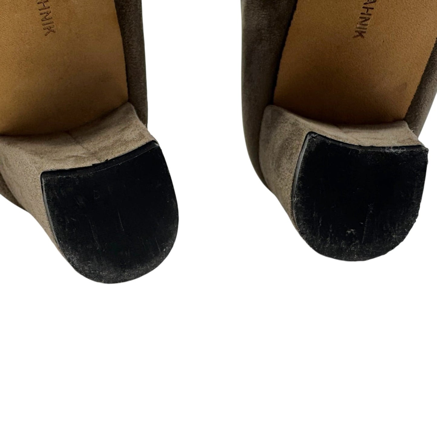 Diaz Suede Ankle Boots Luxury Designer By Manolo Blahnik In Taupe, Size: 7 (37)