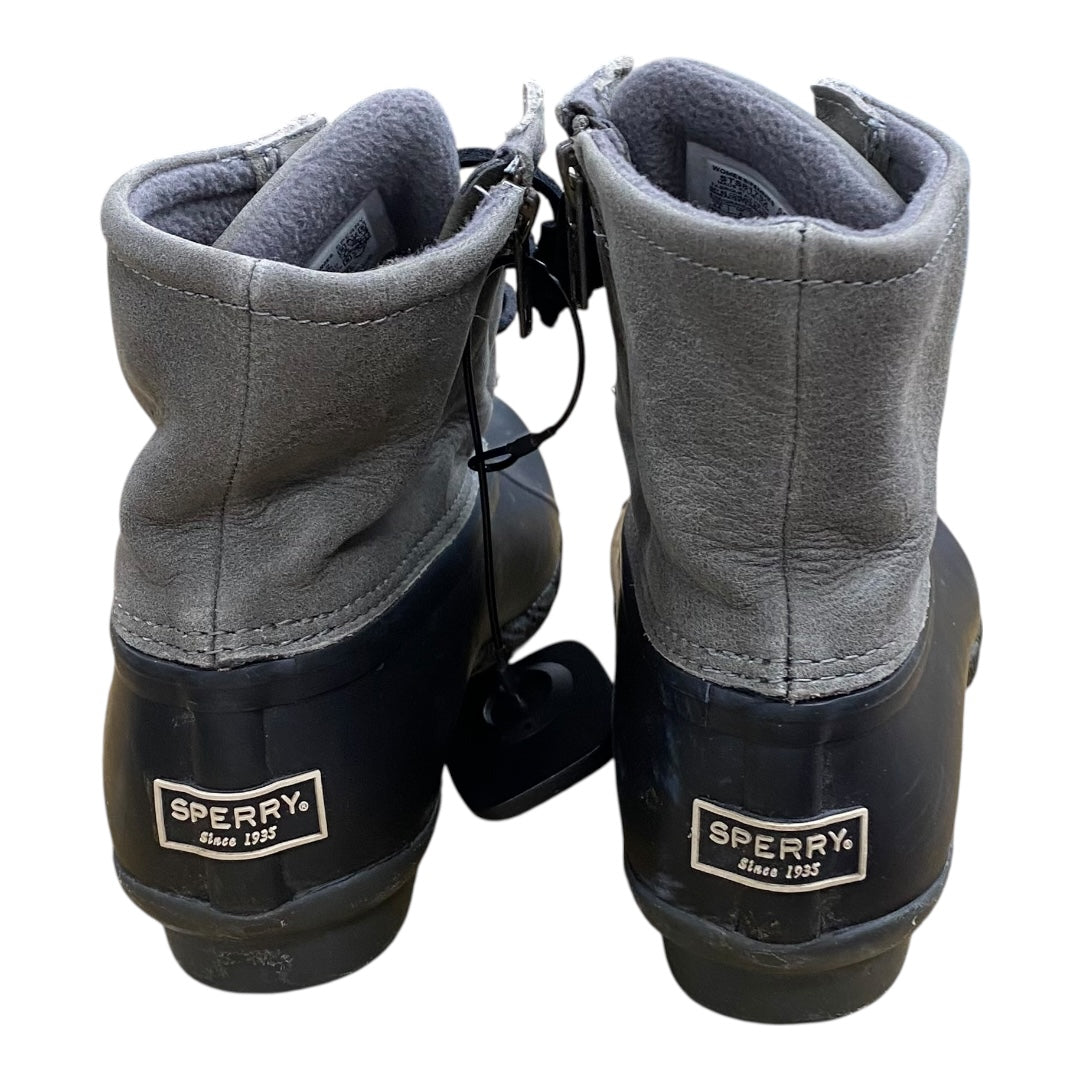 Boots Ankle Flats By Sperry In Black & Grey, Size:6.5