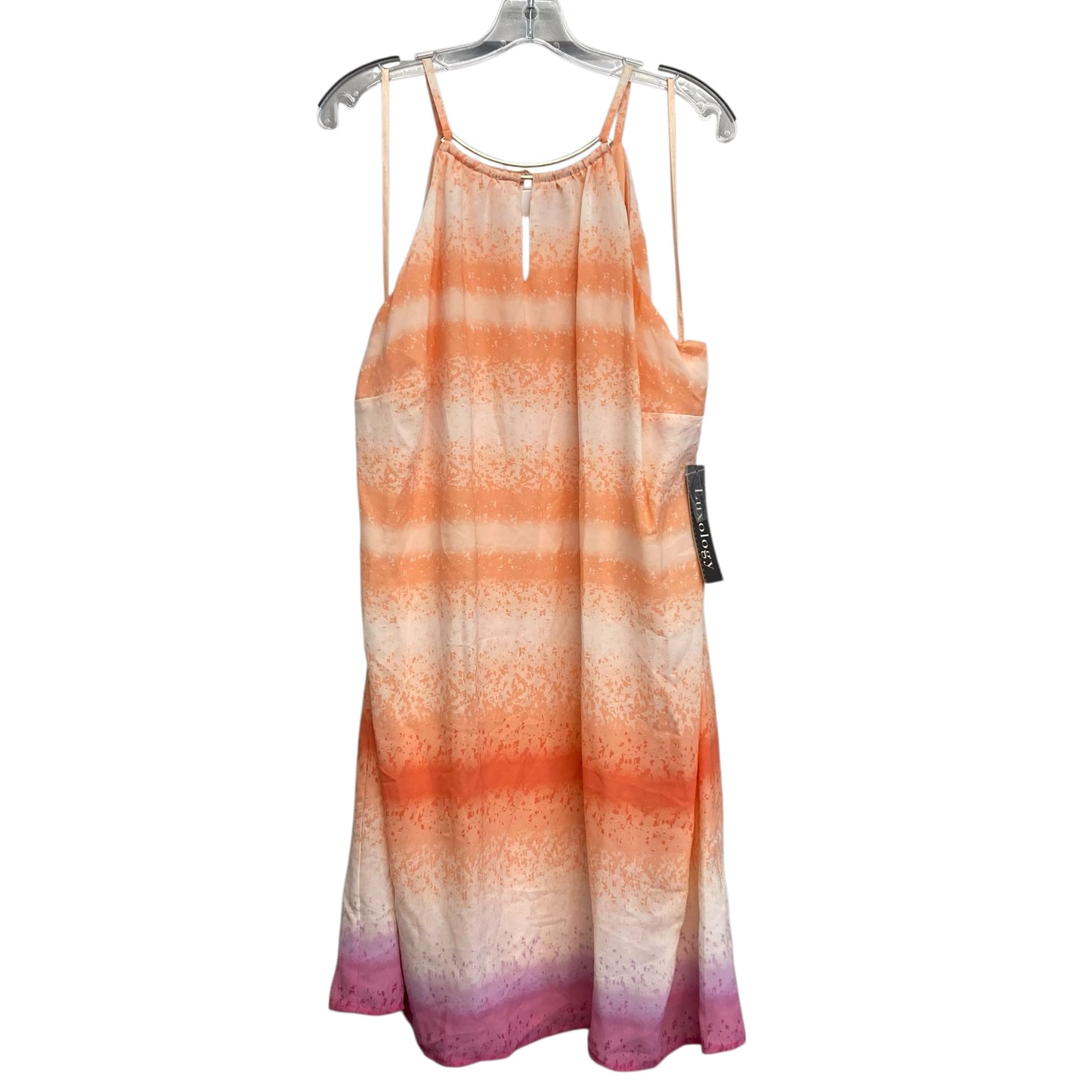 Dress Casual Short By Luxology In Orange & Pink, Size:1X
