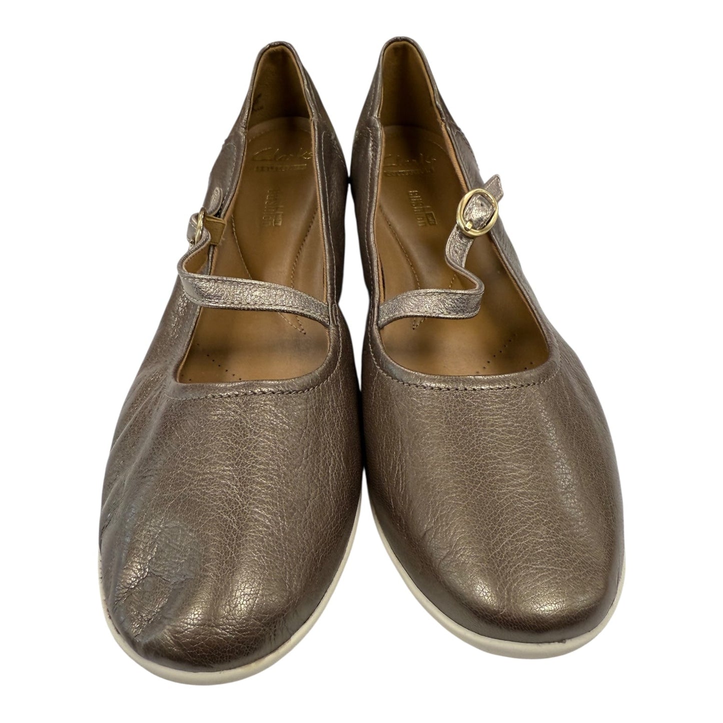 Shoes Flats By Clarks In Gold, Size:10