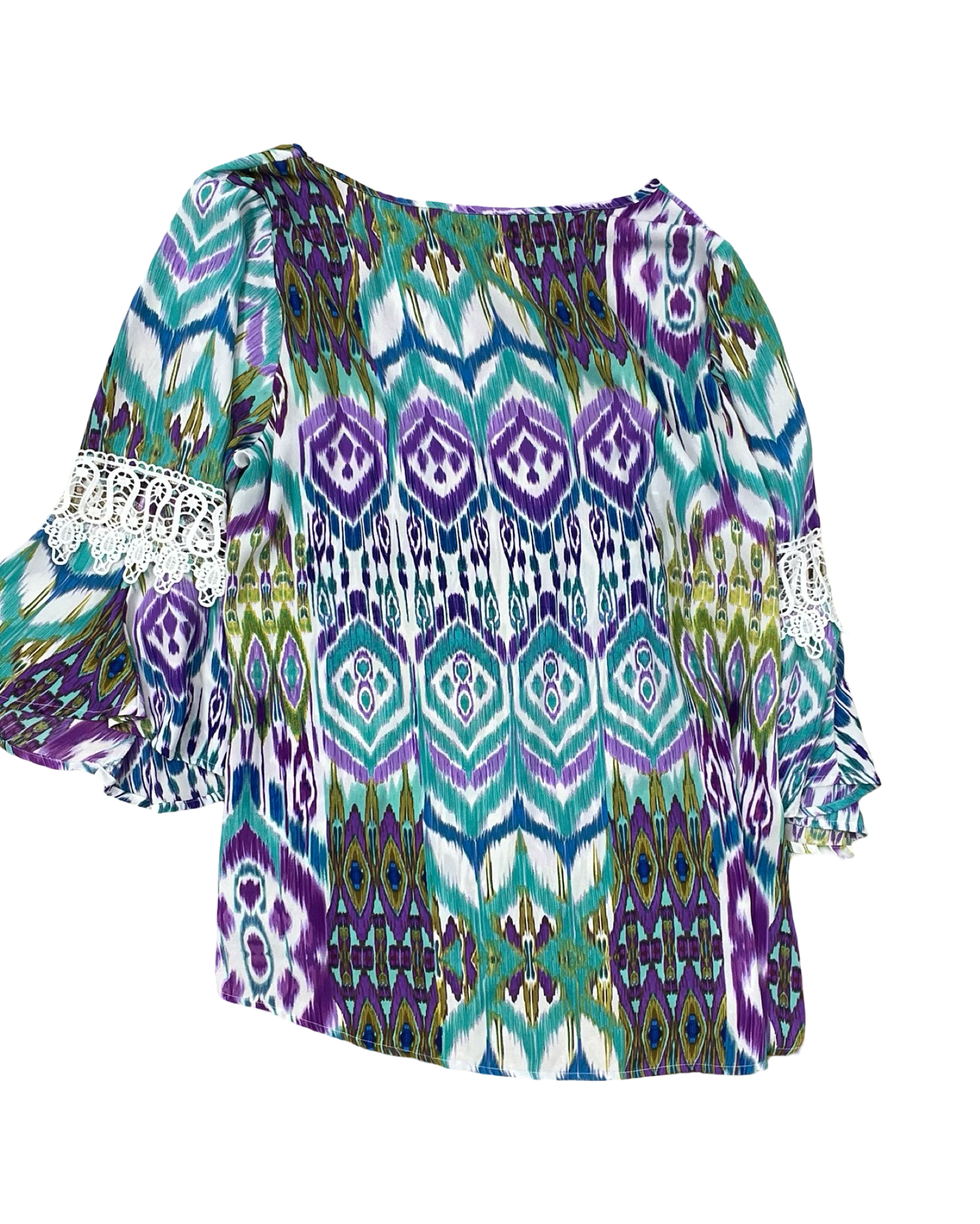 Top 3/4 Sleeve By Zac And Rachel In Green & Purple, Size:2X