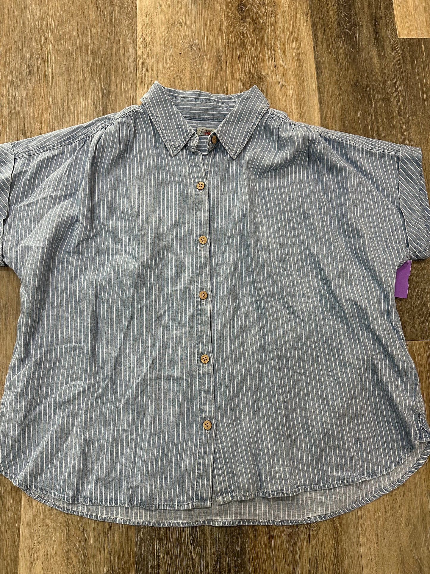 Blouse Short Sleeve By Faherty In Blue Denim, Size: M