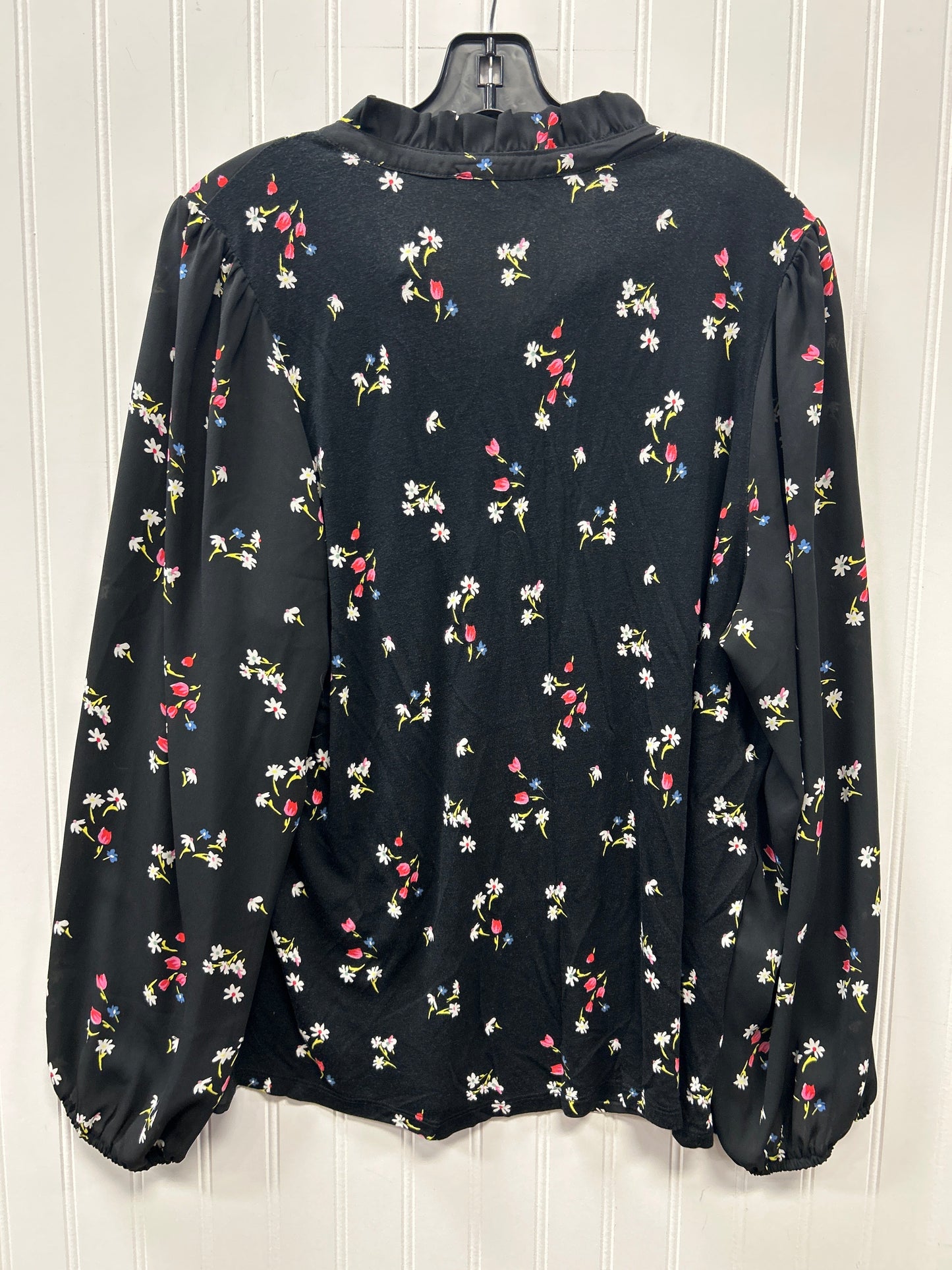 Blouse Ls By Loft In Floral Print, Size:Xl